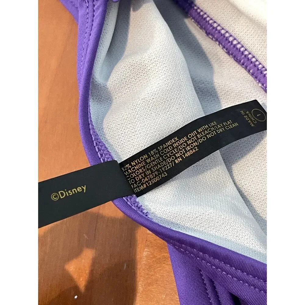 Disney Princess Ariel Bikini Set Purple Shell Top Green Scale High Waisted Sz 1x - Picture 5 of 14